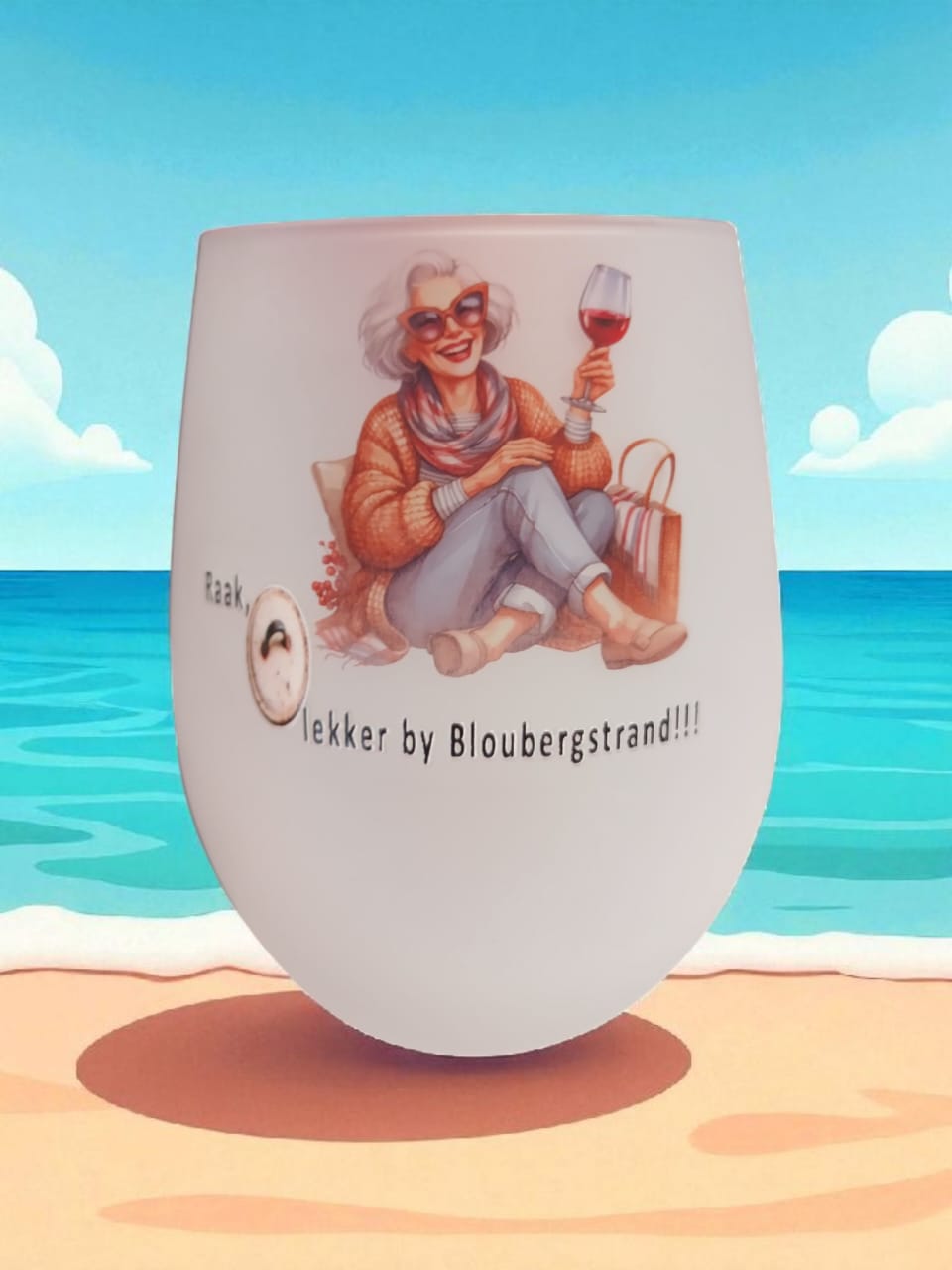 Bloubergstrand Frosted Wine glasses
